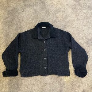 Weave of the Irish Cropped Wool Cardigan Sweater Handcrafted in Ireland Button